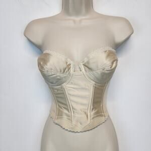 Vintage Backless by Young Smoothie Nude Bustier Corset Size 36B Coquette Strouse